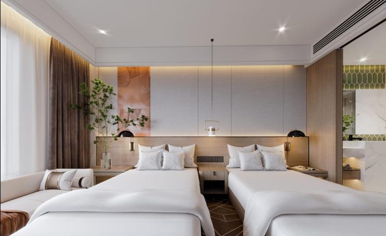 瓮安县现代风格酒店双床房LSZ5012-绿松子装饰